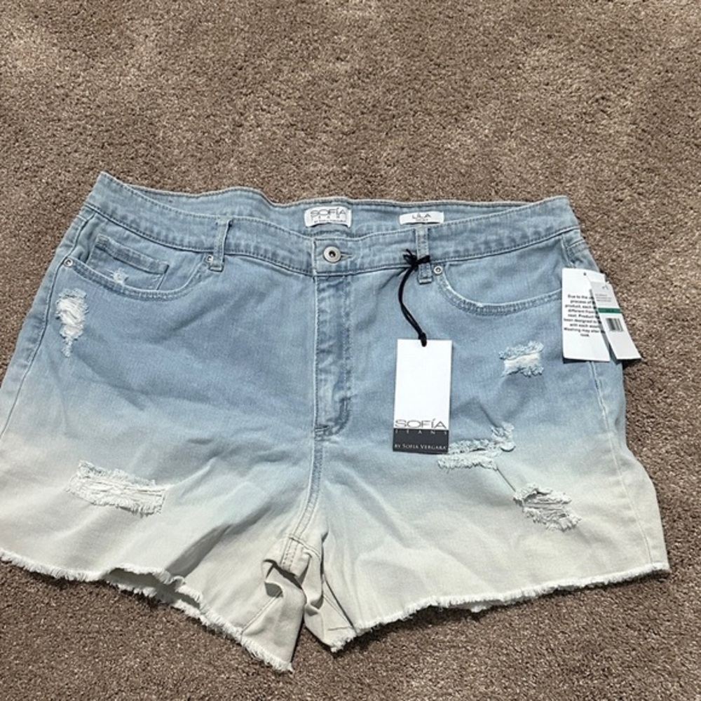 Sofia Vergara Blue Ombre Denim Shorts NWT